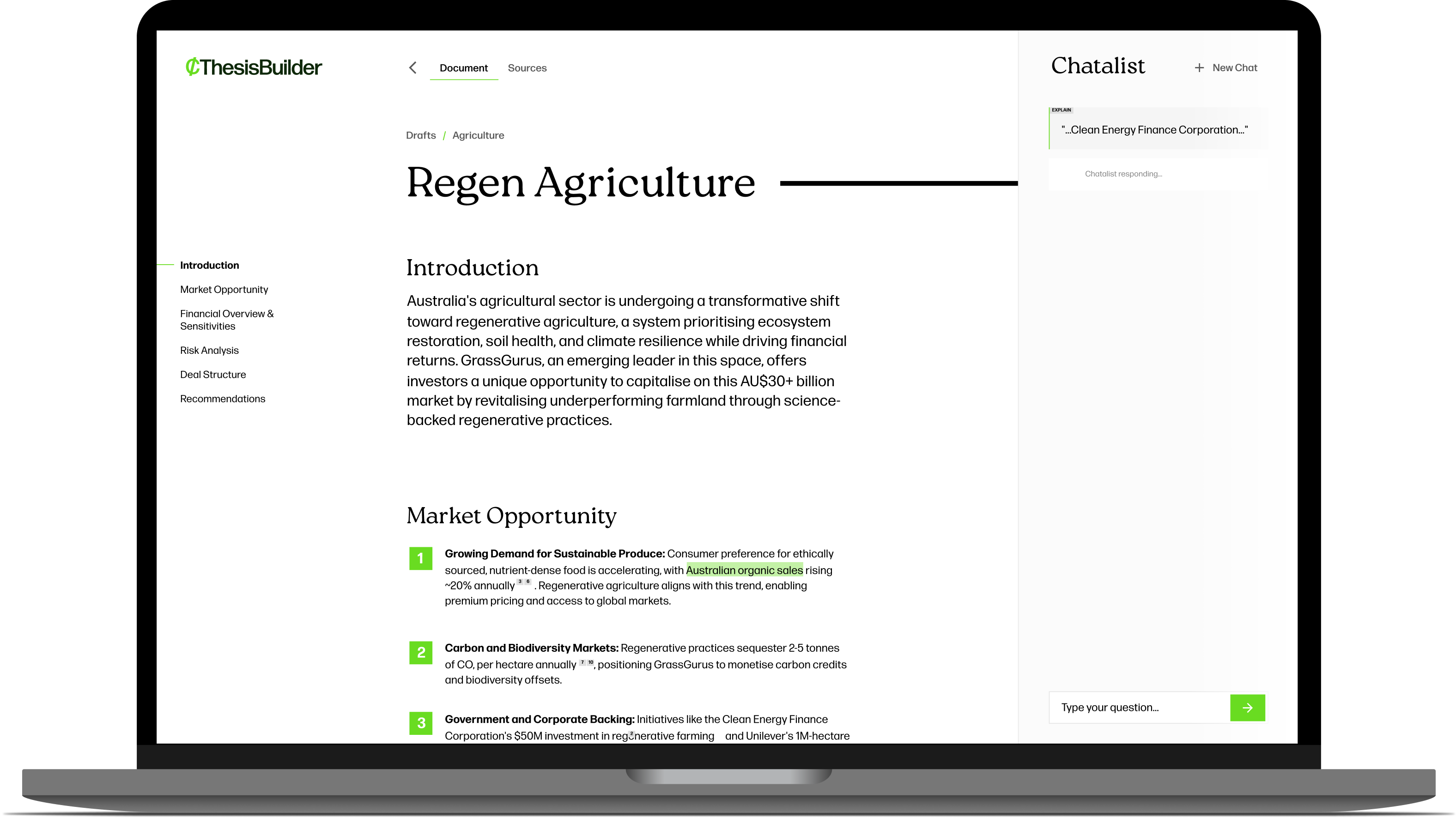 Climatalist AI platform on laptop